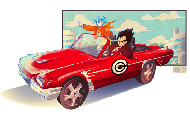Dragon  Ball  Z -  Vegeta  Bulma  Car